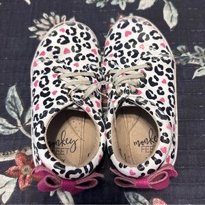 Pink Leopard Monkey Feet Sneakers with Bow Size 3-4T